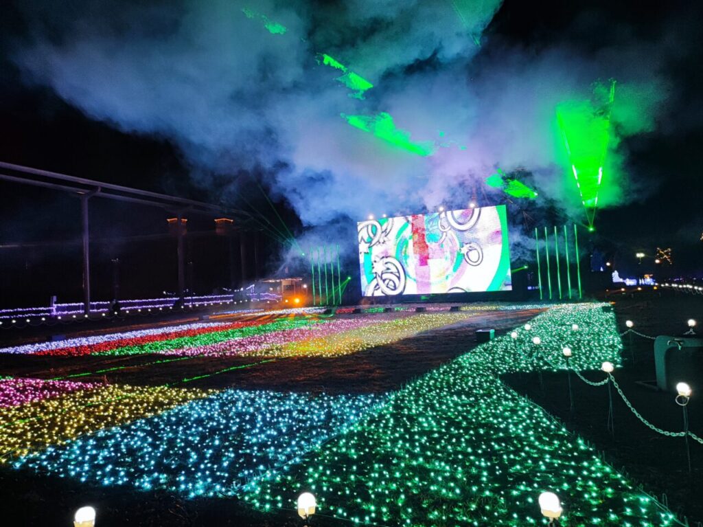 東武動物公園カラフルピーチ コラボドローンショー