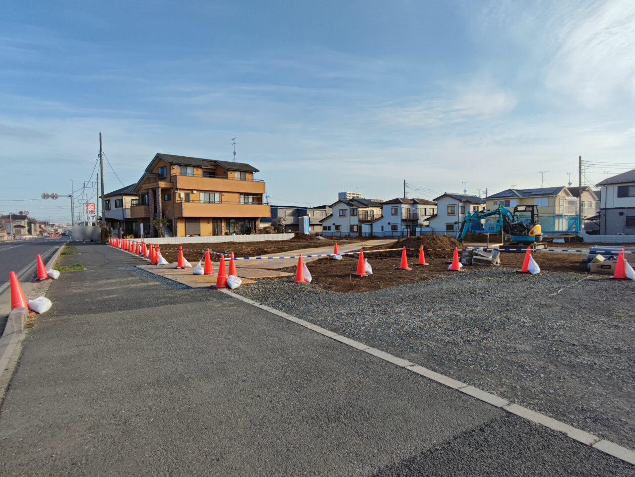 白岡中央通りの工事現場について