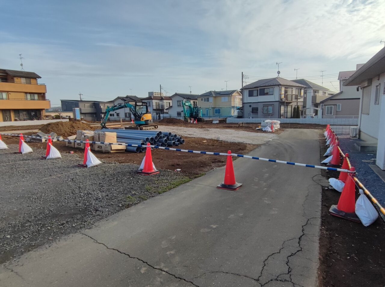 白岡中央通りの工事現場について