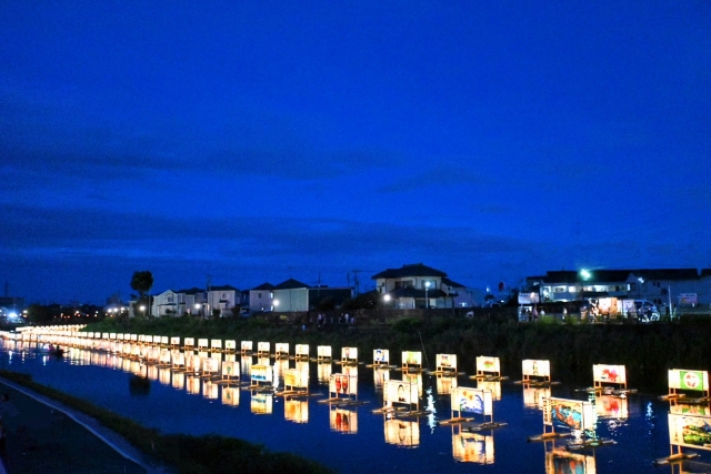 「マチナカリビング流灯前夜祭」「第31回古利根川流灯まつり」