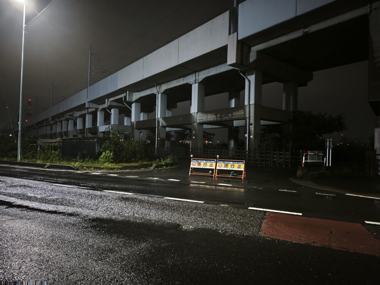 台風25号で篠津地区の道路が冠水